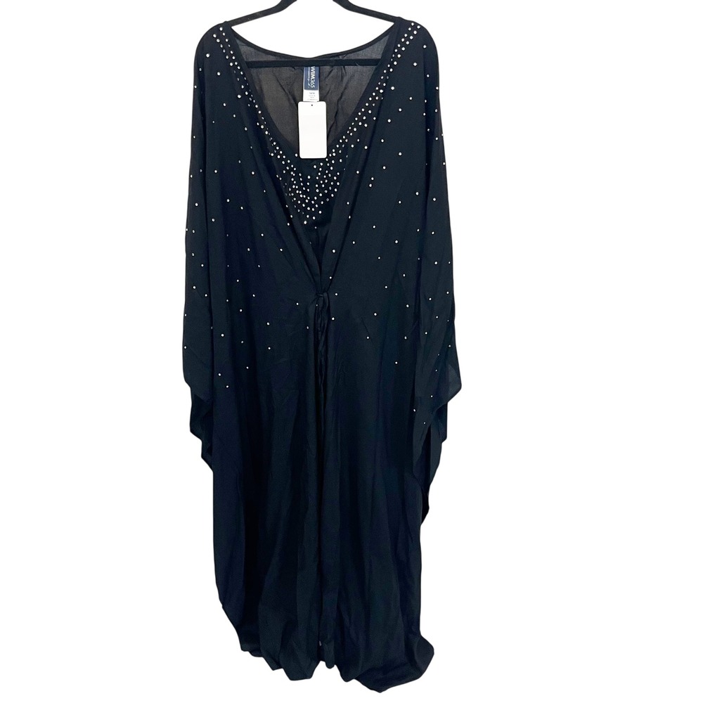 NEW Swim365 Black Rhinestone V-Neck Kaftan Swim Cover Up - Size 34/36